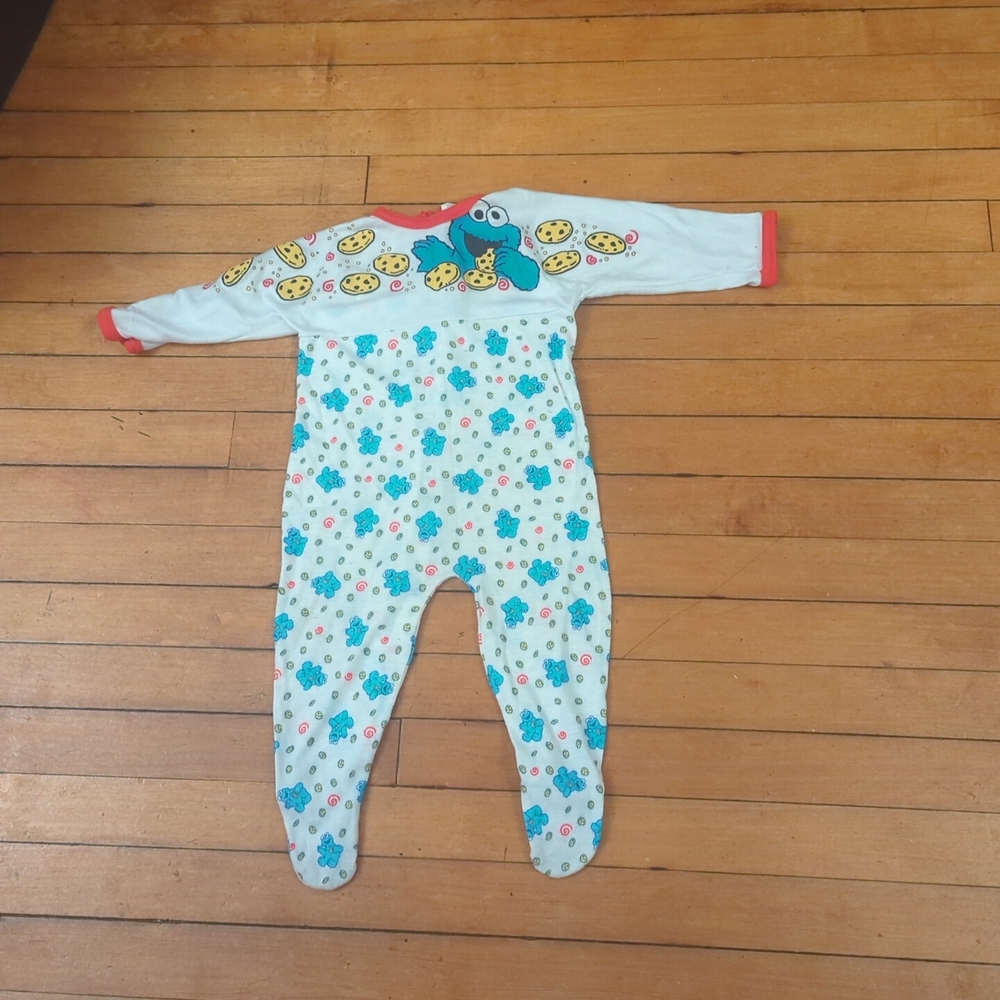 Sesame Street Blue and White Cookie Monster Footie